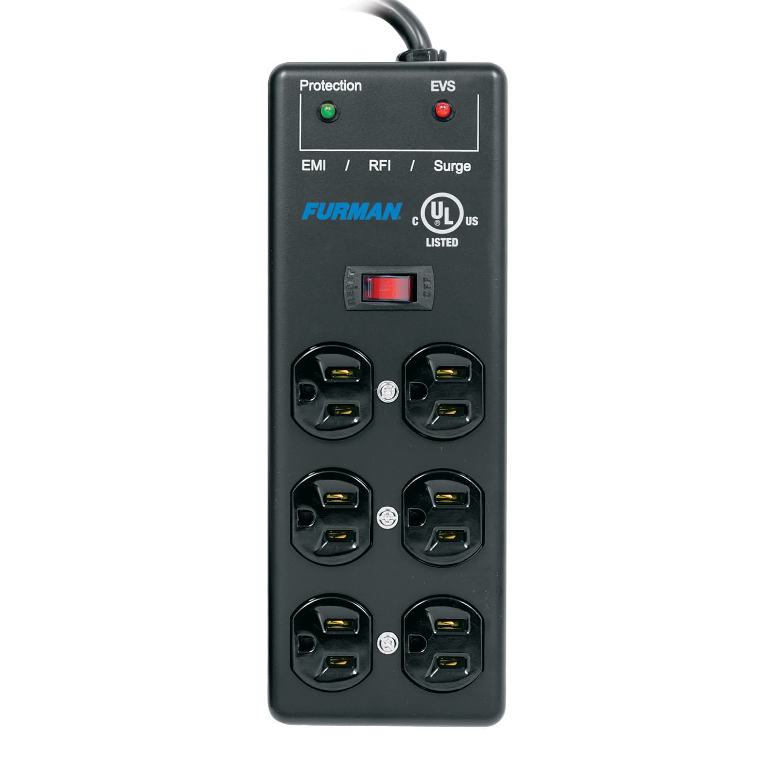 SS-6B-PRO15SS-6B-PRO 15A AC Surge Strip 6 outlet 2X3 block with Extreme Voltage Shutdown, Metal Chassis, 15Ft Cord